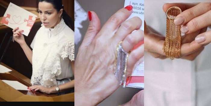 С украшением за $1609 нардеп Дмитриева призвала к благотворительности