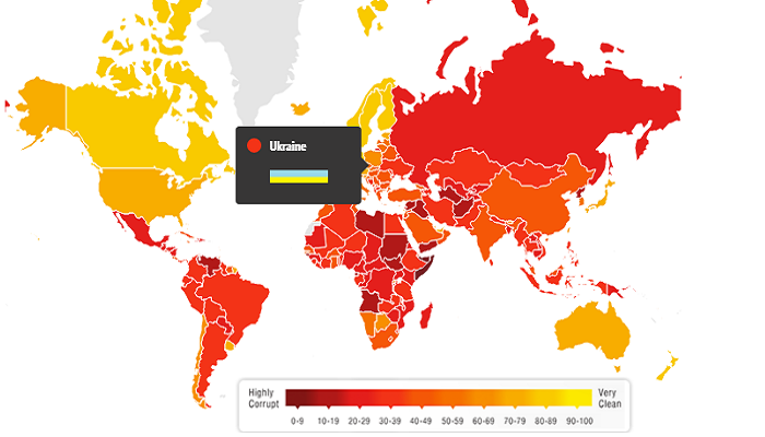 Transparency International визначила місце України у рейтингу корумпованості