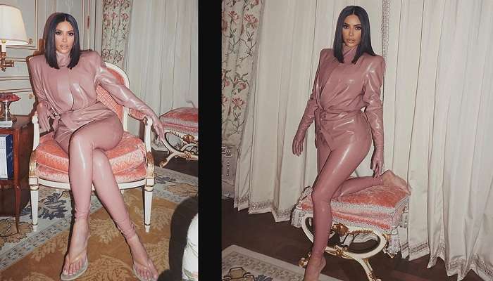 Ким Кардашян вновь появилась в латексном костюме