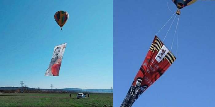 В аннексированном Крыму подняли в небо портреты Жукова и Сталина