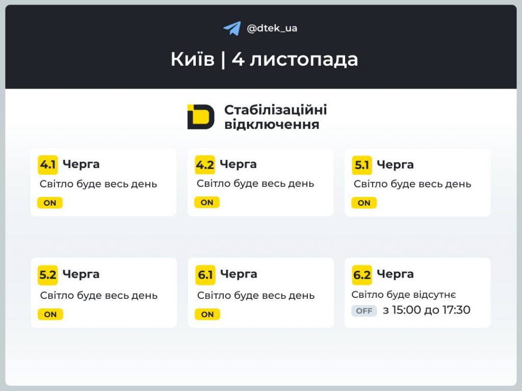 Як вимикатимуть світло на Київщині сьогодні, 4 листопада