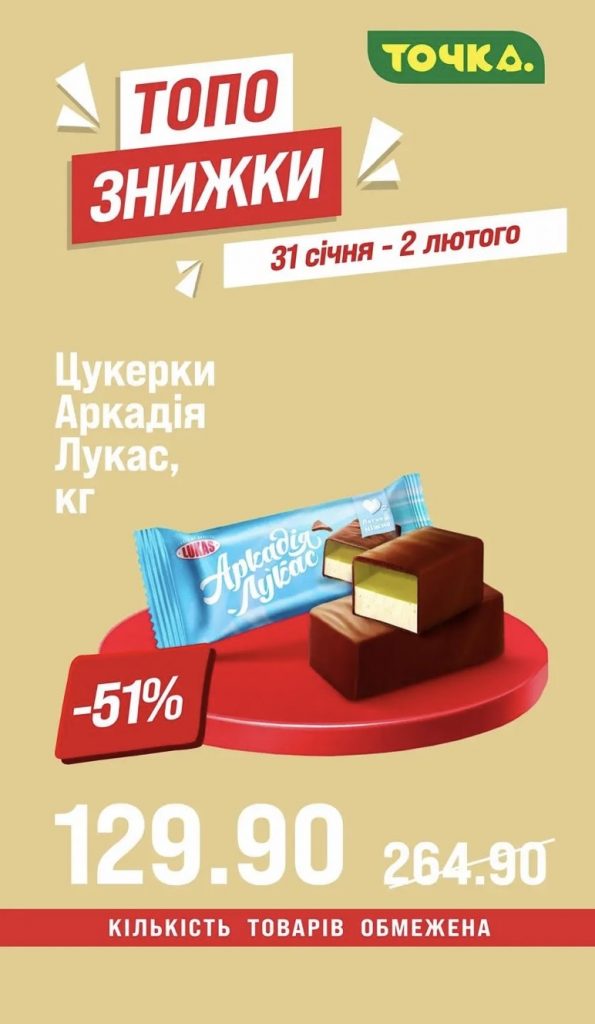 Акція «Топо знижки» в «Точка»: повний список акційних товарів з 31 січня по 2 лютого