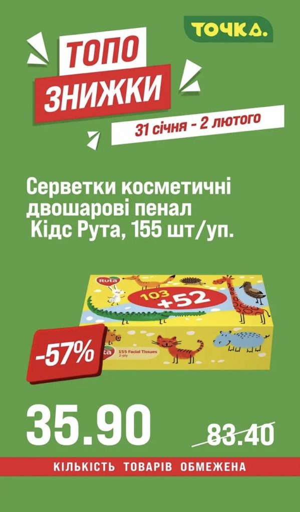 Акція «Топо знижки» в «Точка»: повний список акційних товарів з 31 січня по 2 лютого