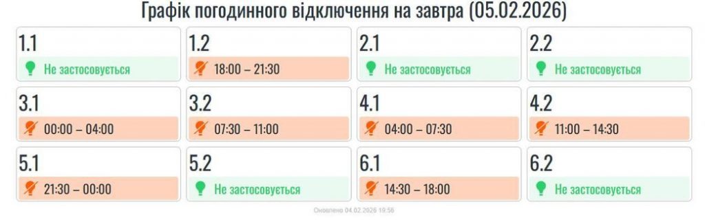 Коли не буде світла на Івано-Франківщині 5 лютого: офіційні графіки