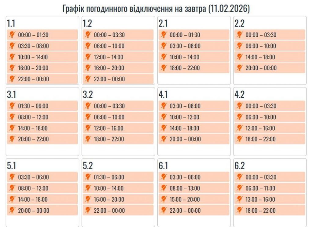 Коли не буде світла на Івано-Франківщині 11 лютого: графік на день