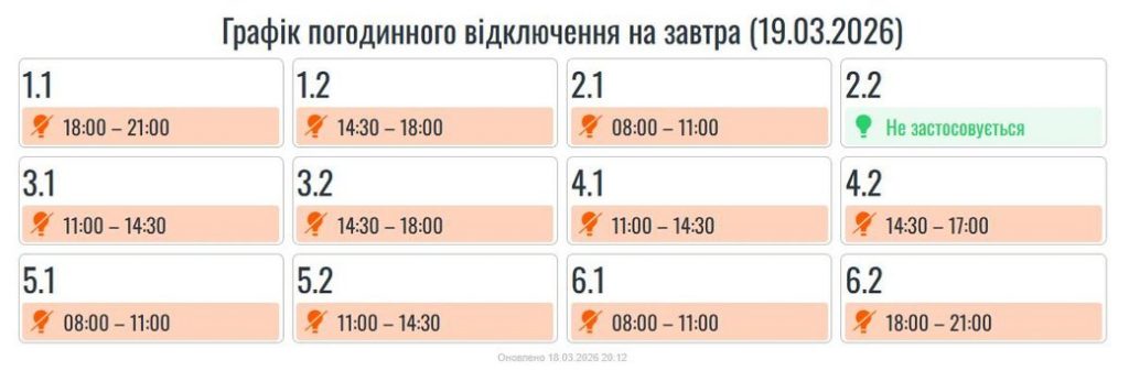 Погодинні відключення світла в Івано-Франківській області 19 березня: актуальний графік та черги