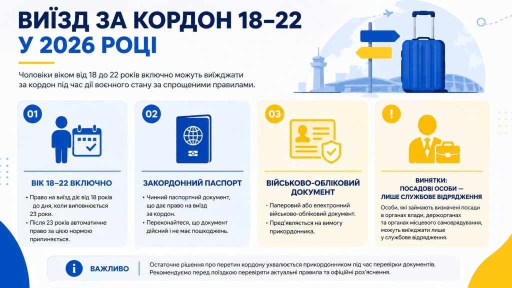 Нові правила виїзду за кордон 2026: що змінилося для чоловіків 18–22 років