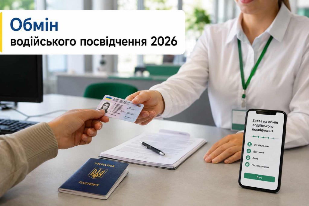 Обмін водійського посвідчення 2026: скільки коштує, які документи потрібні та де оформити Обмін водійського посвідчення 2026: скільки коштує, які документи потрібні та де оформити