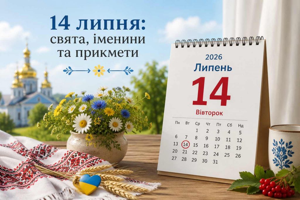 Що святкують в Україні 14 липня 2026 року: повний календар свят, іменини та прикмети
