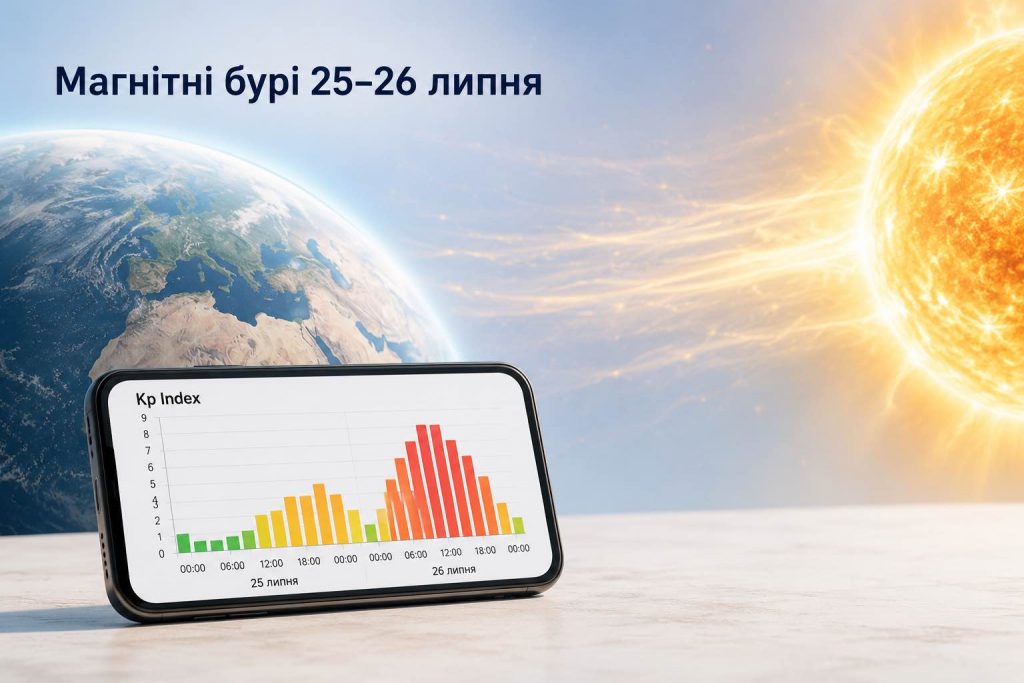 Магнітні бурі 25–26 липня: свіжий прогноз Kp по годинах, піки та поради Магнітні бурі 25–26 липня: свіжий прогноз Kp по годинах, піки та поради