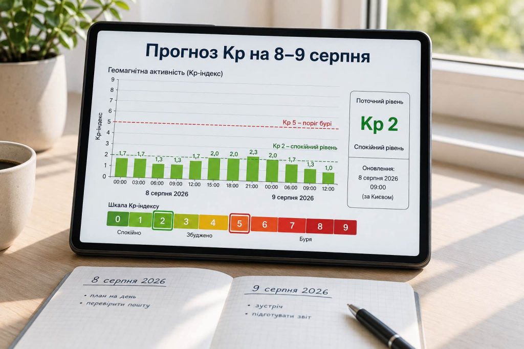 Магнітні бурі накриють Україну 8–9 серпня? Яким буде Kp та коли чекати піку