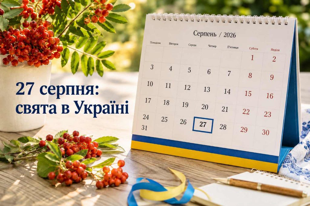 Що святкують в Україні 27 серпня 2026 року: свята, церковна дата, іменини, прикмети та заборони Що святкують в Україні 27 серпня 2026 року: свята, церковна дата, іменини, прикмети та заборони