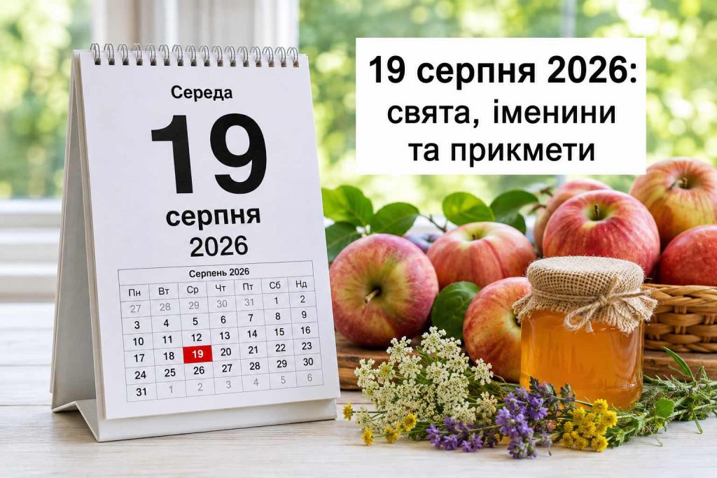 Що святкують в Україні 19 серпня 2026 року: свята, іменини, прикмети та заборони Що святкують в Україні 19 серпня 2026 року: свята, іменини, прикмети та заборони