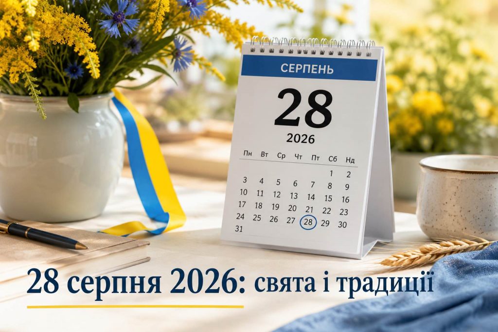 Яке свято 28 серпня 2026 року: церковна дата, День ангела, прикмети і що не можна робити Яке свято 28 серпня 2026 року: церковна дата, День ангела, прикмети і що не можна робити