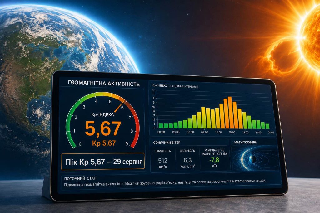 Магнітні бурі на вихідних: прогноз Kp 29–30 серпня