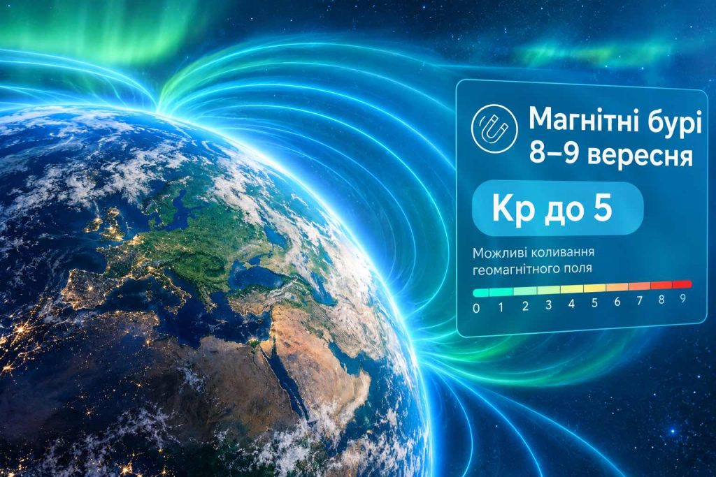 Магнітні бурі 8 і 9 вересня 2026: коли Kp досягне 5 та в які години чекати піку