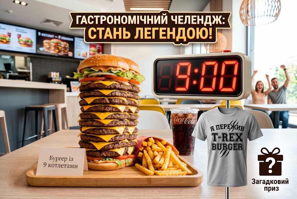 Wendy’s T-Rex Burger знову в меню: що входить у гігантський бургер і чи доступний він в Україні