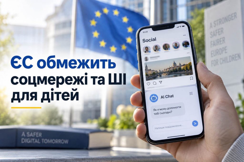 ЄС хоче обмежити соцмережі та чат-боти ШІ для дітей: що зміниться і чи торкнеться це України