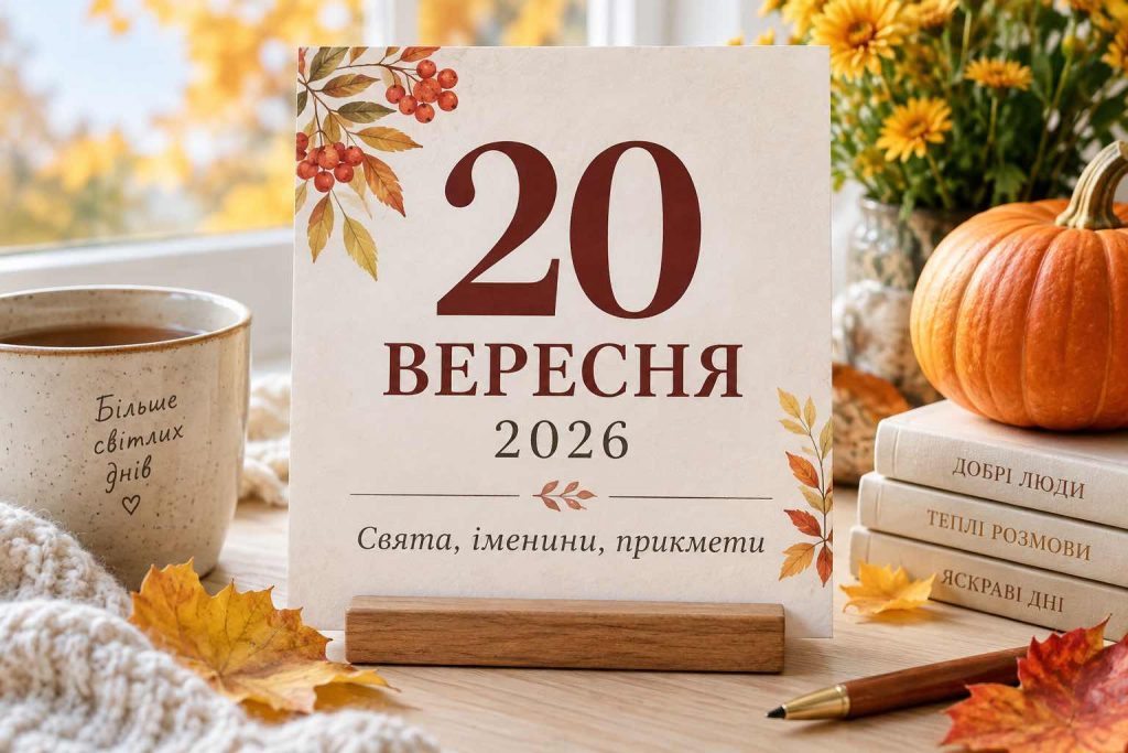 Що святкують 20 вересня 2026 року в Україні: повний календар свят, іменини, прикмети та заборони Що святкують 20 вересня 2026 року в Україні: повний календар свят, іменини, прикмети та заборони