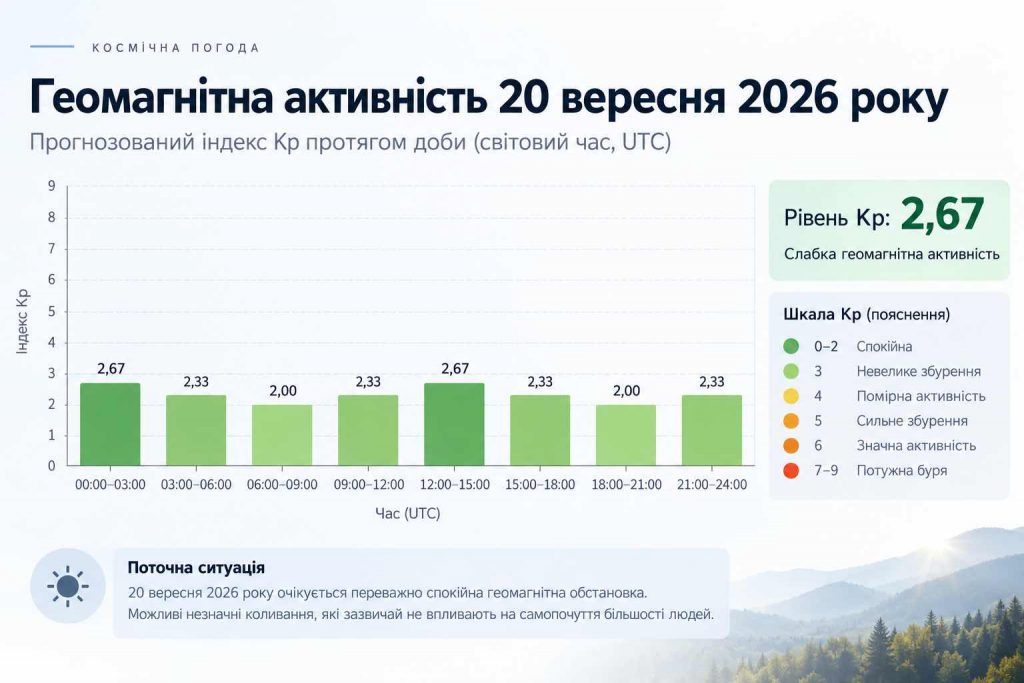 Чи буде магнітна буря 20–21 вересня: прогноз Kp по годинах і небезпечні періоди