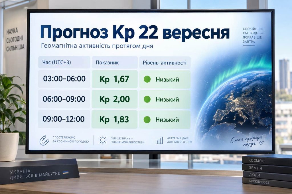 Магнітна буря 22–23 вересня 2026: свіжий прогноз Kp для України по годинах