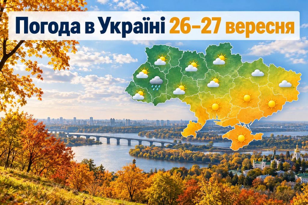 Погода у вихідні 26–27 вересня: де в Україні буде найтепліше та чи чекати дощів Погода у вихідні 26–27 вересня: де в Україні буде найтепліше та чи чекати дощів