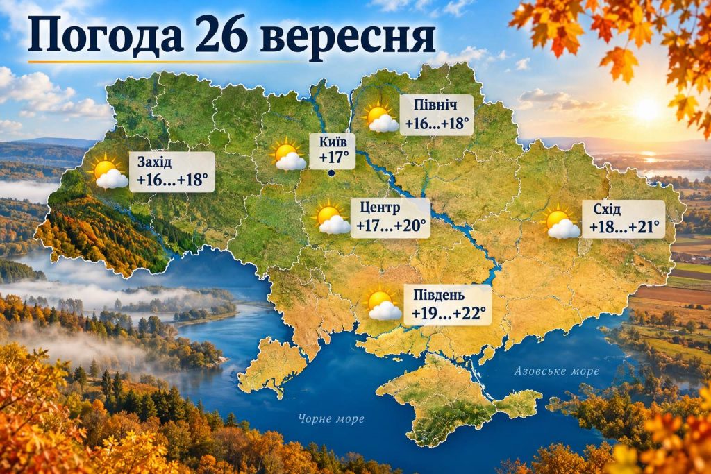 Погода у вихідні 26–27 вересня: де в Україні буде найтепліше та чи чекати дощів