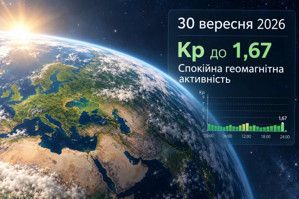 Прогноз магнітних бур на 29–30 вересня 2026: Kp по годинах за Києвом