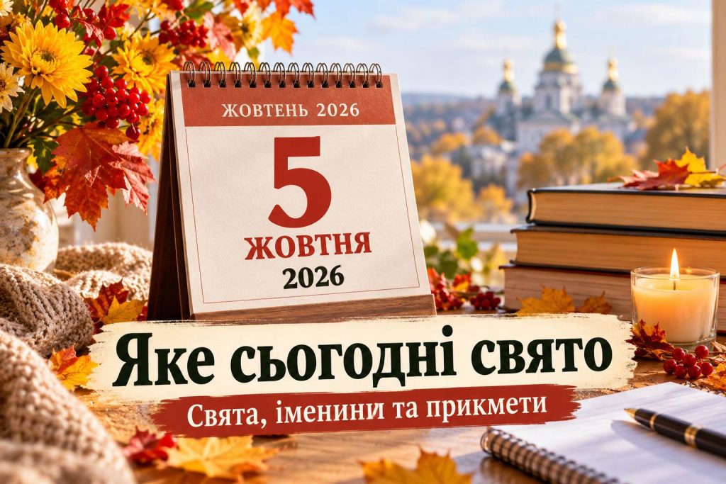 Яке свято 5 жовтня 2026 року: що відзначають в Україні та світі, іменини і прикмет