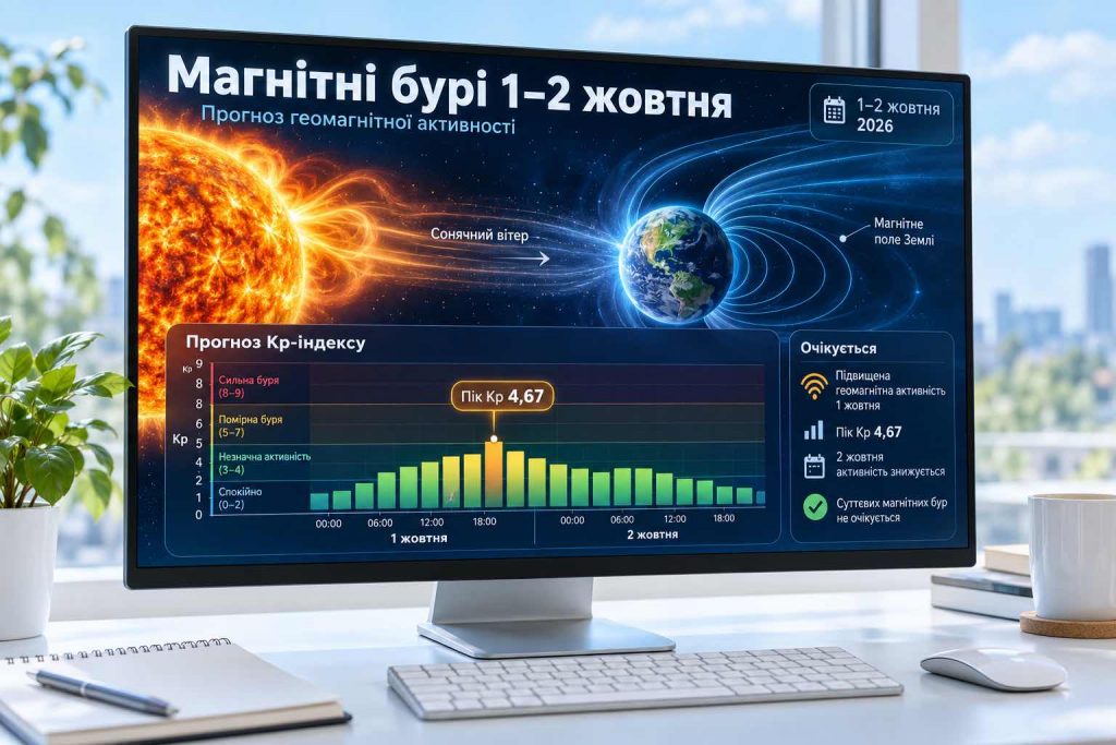 Магнітні бурі 1–2 жовтня: прогноз Kp по годинах, коли буде пік та що чекати метеозалежним