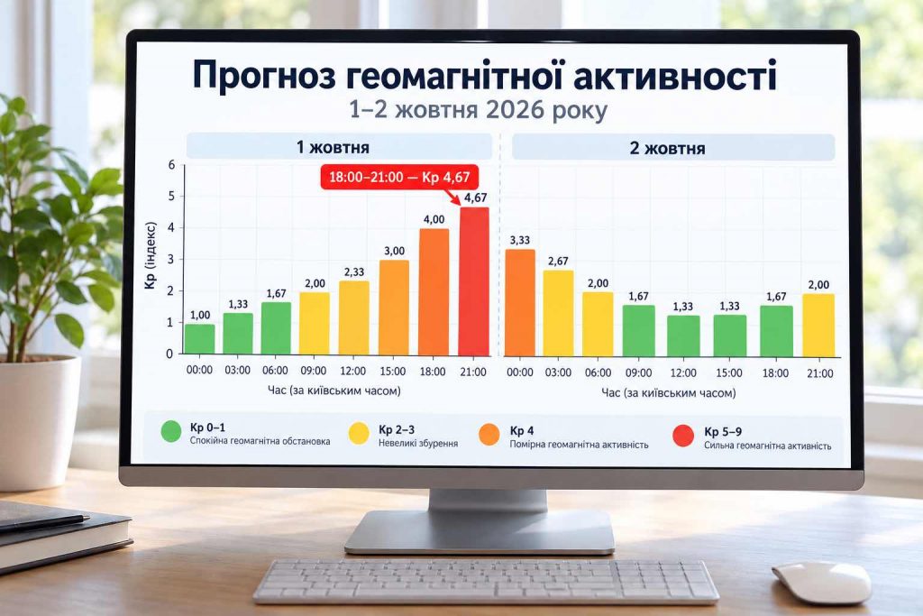 Магнітні бурі 1–2 жовтня: прогноз Kp по годинах, коли буде пік та що чекати метеозалежним
