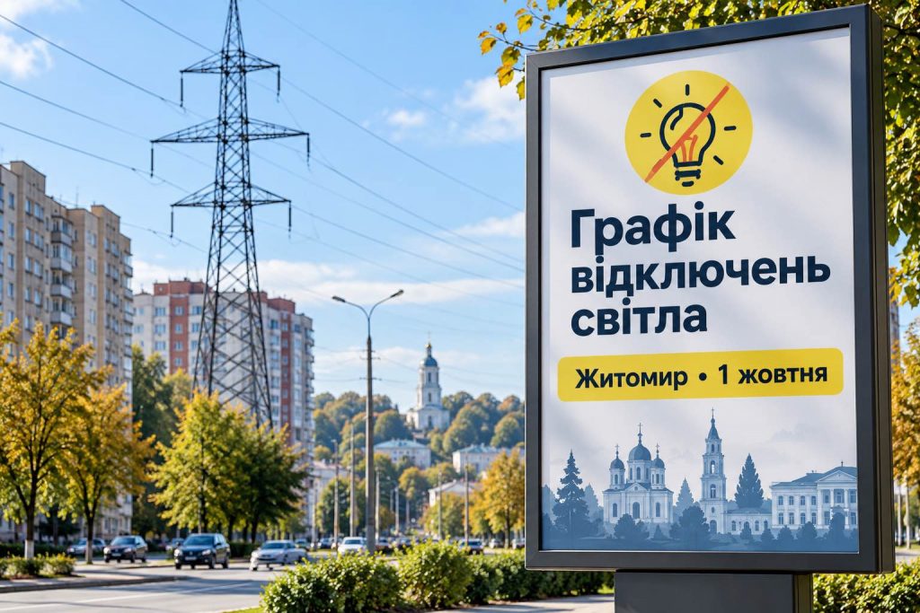 Коли не буде світла в Житомирі та області 1 жовтня: актуальний графік по чергах