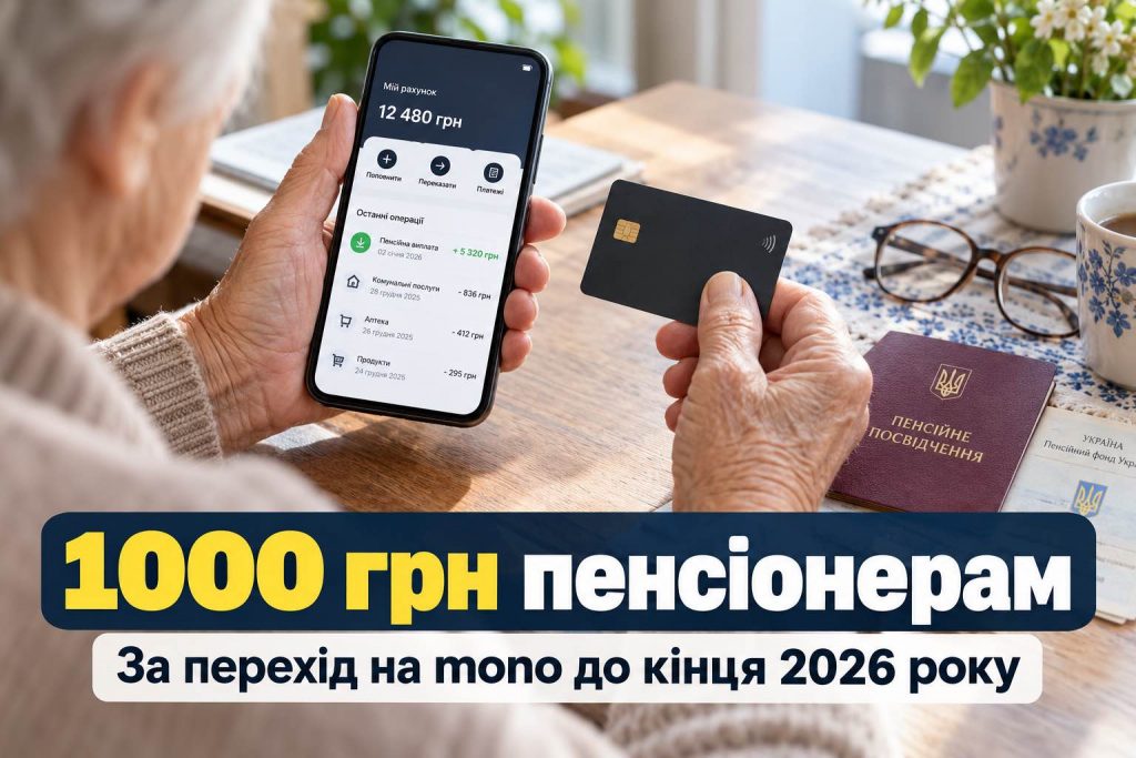 Пенсіонерам дадуть 1000 грн за перехід у mono: як перевести пенсію — детальна інструкція Пенсіонерам дадуть 1000 грн за перехід у mono: як перевести пенсію — детальна інструкція