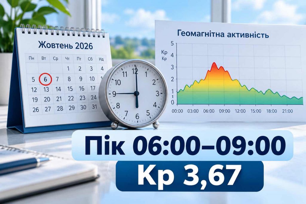 Магнітні бурі 6–7 жовтня 2026: точний прогноз Kp по годинах і коли буде пік