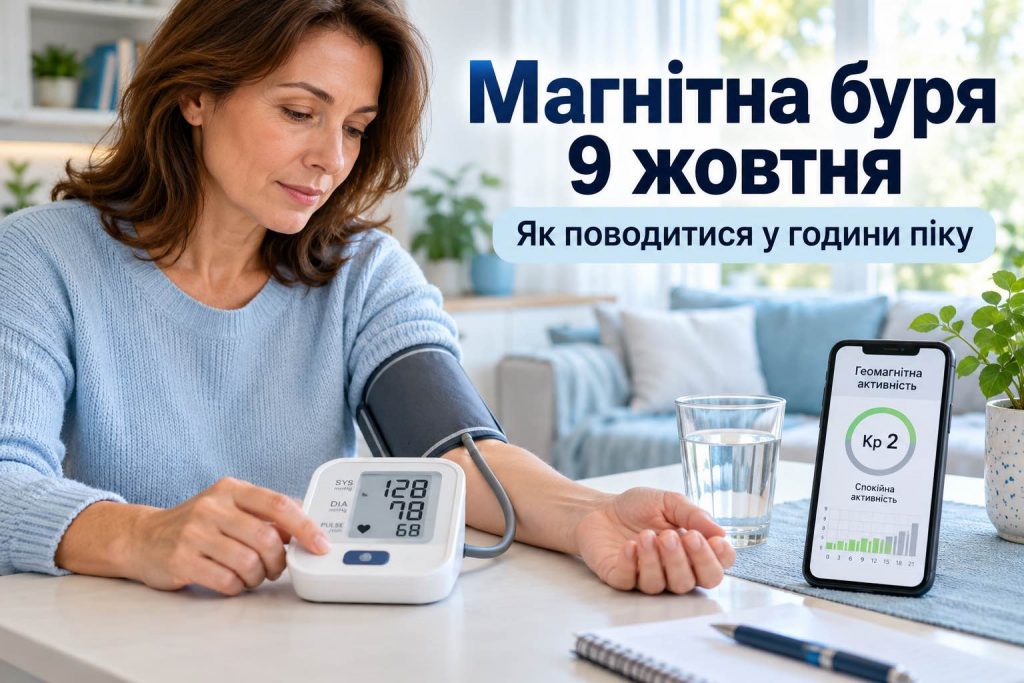 Магнітні бурі 8–9 жовтня: точний прогноз Kp по годинах — коли найсильніше накриє Україну