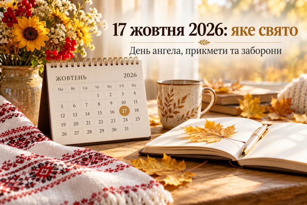 Що святкують 17 жовтня 2026 року: церковне свято, міжнародні дати, День ангела та що не можна робити Що святкують 17 жовтня 2026 року: церковне свято, міжнародні дати, День ангела та що не можна робити