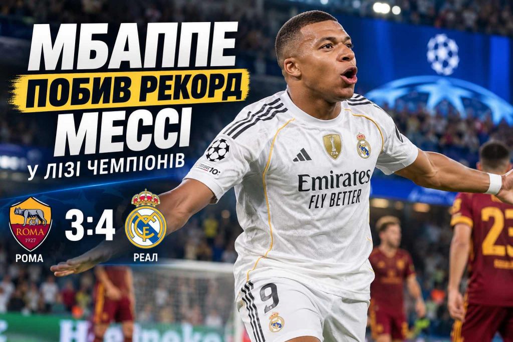 Мбаппе побив рекорд Мессі в Лізі чемпіонів: як «Реал» здійснив неймовірний камбек проти «Роми»