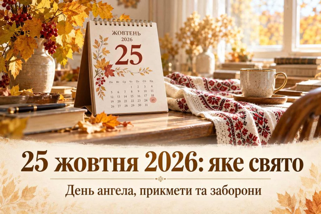 Що святкують 25 жовтня 2026 року в Україні: усі свята, церковна дата, іменини та заборони Що святкують 25 жовтня 2026 року в Україні: усі свята, церковна дата, іменини та заборони
