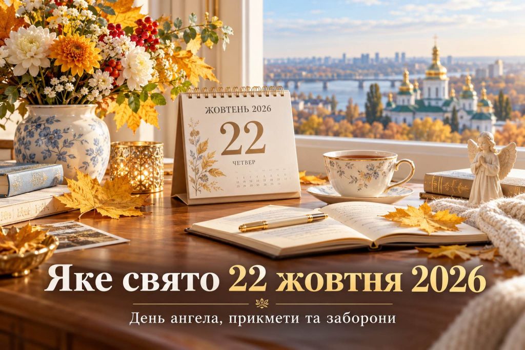 Що святкують 22 жовтня 2026 року в Україні: повний перелік подій, церковна дата, День ангела та головні традиції дня Що святкують 22 жовтня 2026 року в Україні: повний перелік подій, церковна дата, День ангела та головні традиції дня