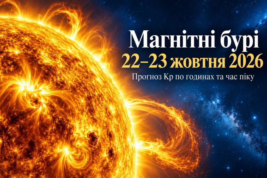 Магнітні бурі 22–23 жовтня 2026: коли буде пік та що прогнозують для України Магнітні бурі 22–23 жовтня 2026: коли буде пік та що прогнозують для України