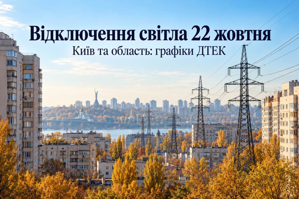 Коли і де не буде світла в Києві та області 22 жовтня: повний розклад відключень Коли і де не буде світла в Києві та області 22 жовтня: повний розклад відключень