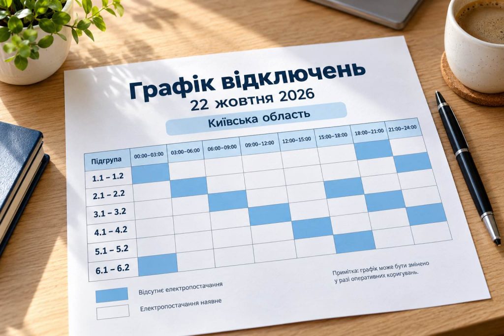 Коли і де не буде світла в Києві та області 22 жовтня: повний розклад відключень