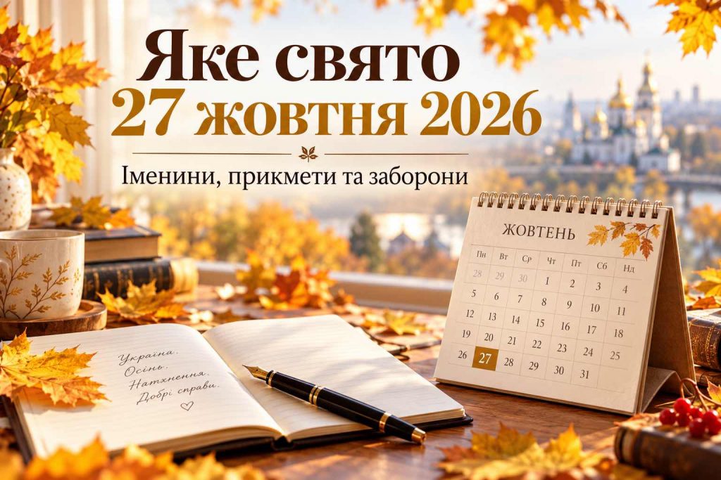 Що святкують 27 жовтня 2026 року в Україні: повний календар подій, церковна дата, День ангела, традиції і заборони дня Що святкують 27 жовтня 2026 року в Україні: повний календар подій, церковна дата, День ангела, традиції і заборони дня