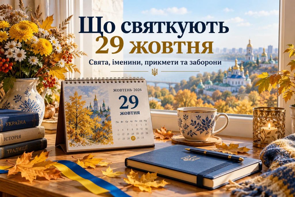 Яке свято 29 жовтня 2026 року в Україні: кого вітати, що не можна робити та які прикмети дня Яке свято 29 жовтня 2026 року в Україні: кого вітати, що не можна робити та які прикмети дня