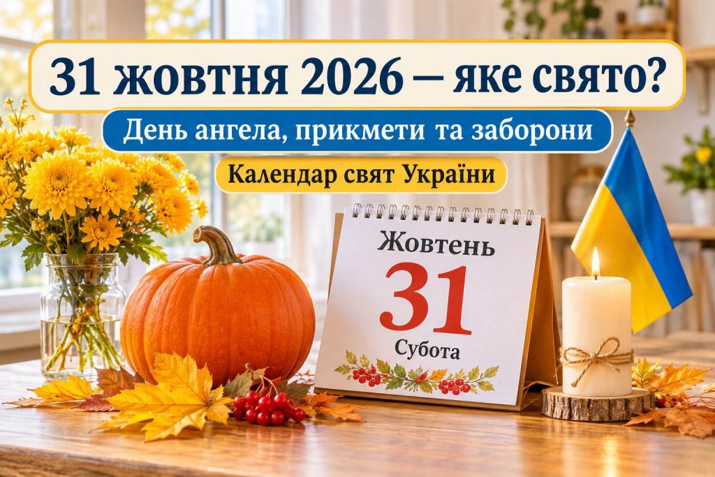 Що святкують 31 жовтня 2026 року: усі свята, церковна дата, День ангела, традиції та прикмети Що святкують 31 жовтня 2026 року: усі свята, церковна дата, День ангела, традиції та прикмети